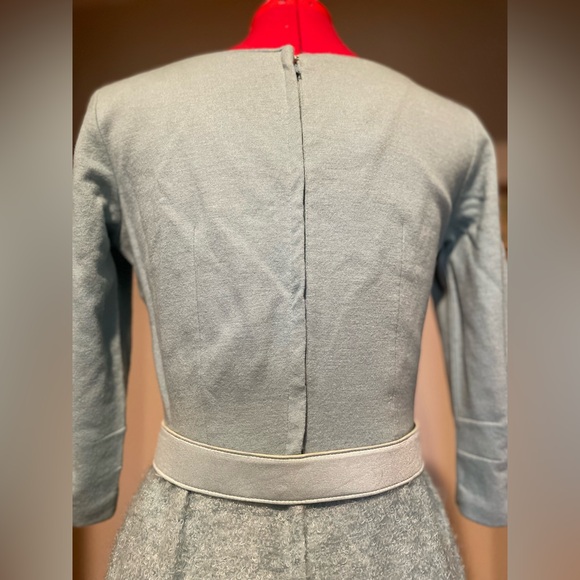 Vintage 1960s Baby Blue Glamorous Boucle Textured Skirt Belted Pencil Dress - Picture 14 of 15